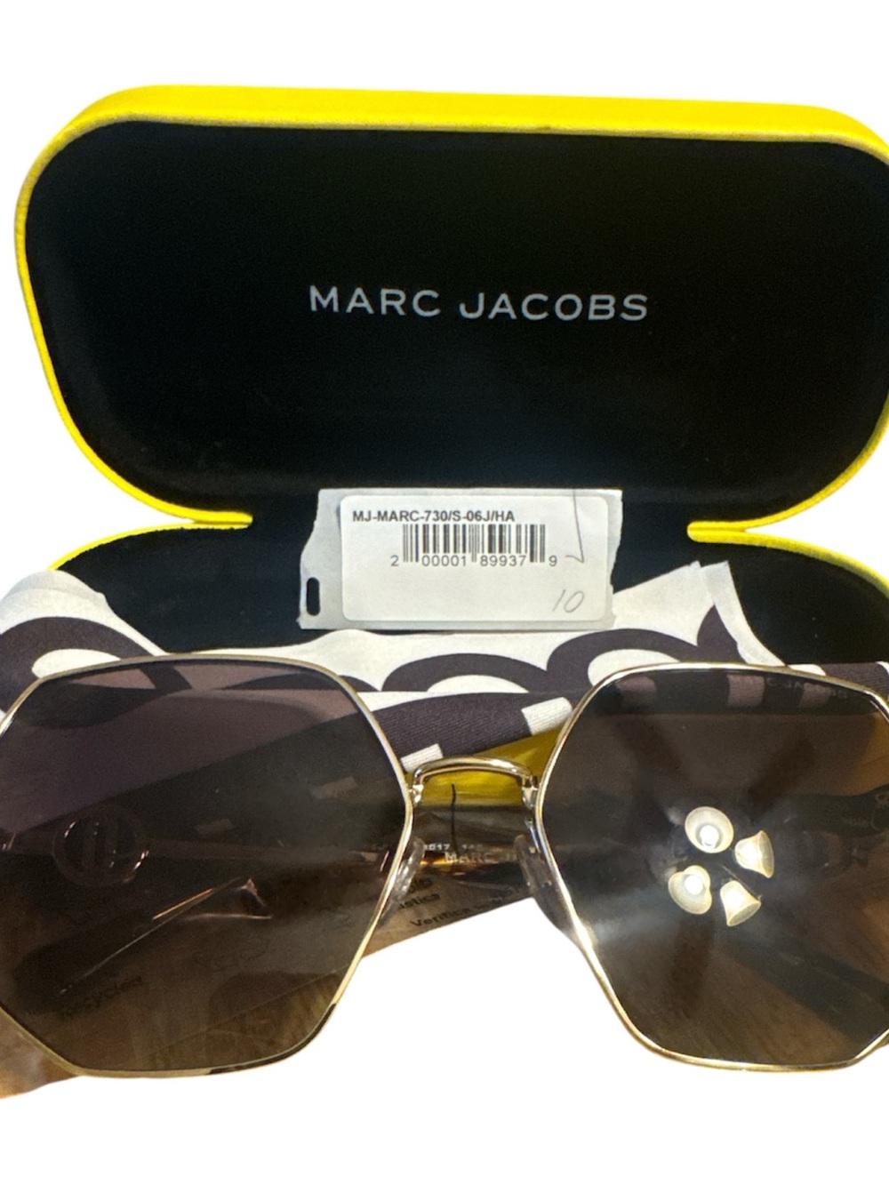 Marc Jacobs Gold Frame Brown Gradient Lens Hexagon Sunglasses